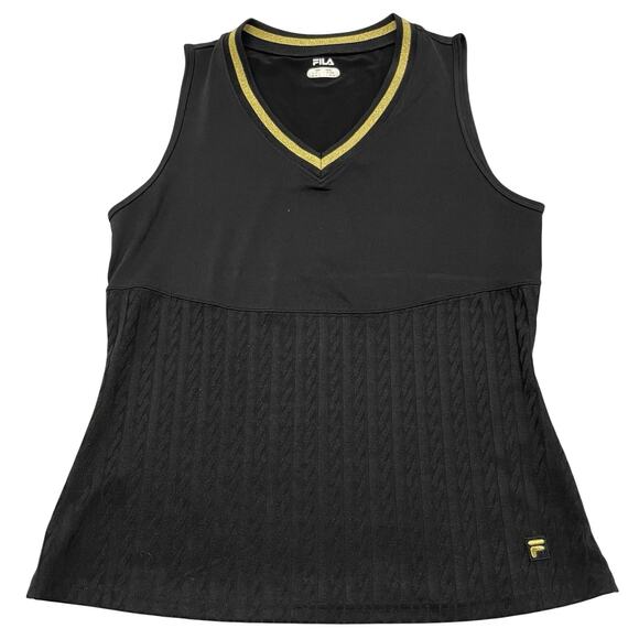 Women's Fila Collezione V-neck Tank Size XL Black Gold - Picture 1 of 6